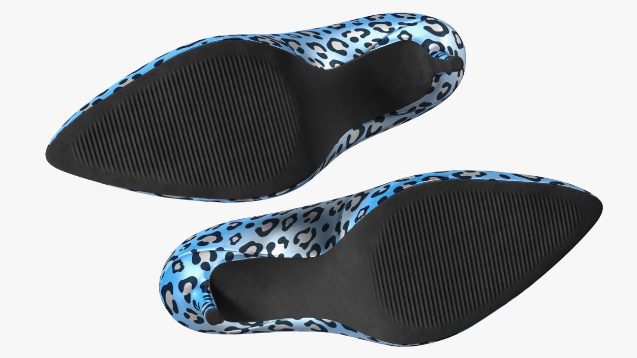 3D Blue Leopard Heels model