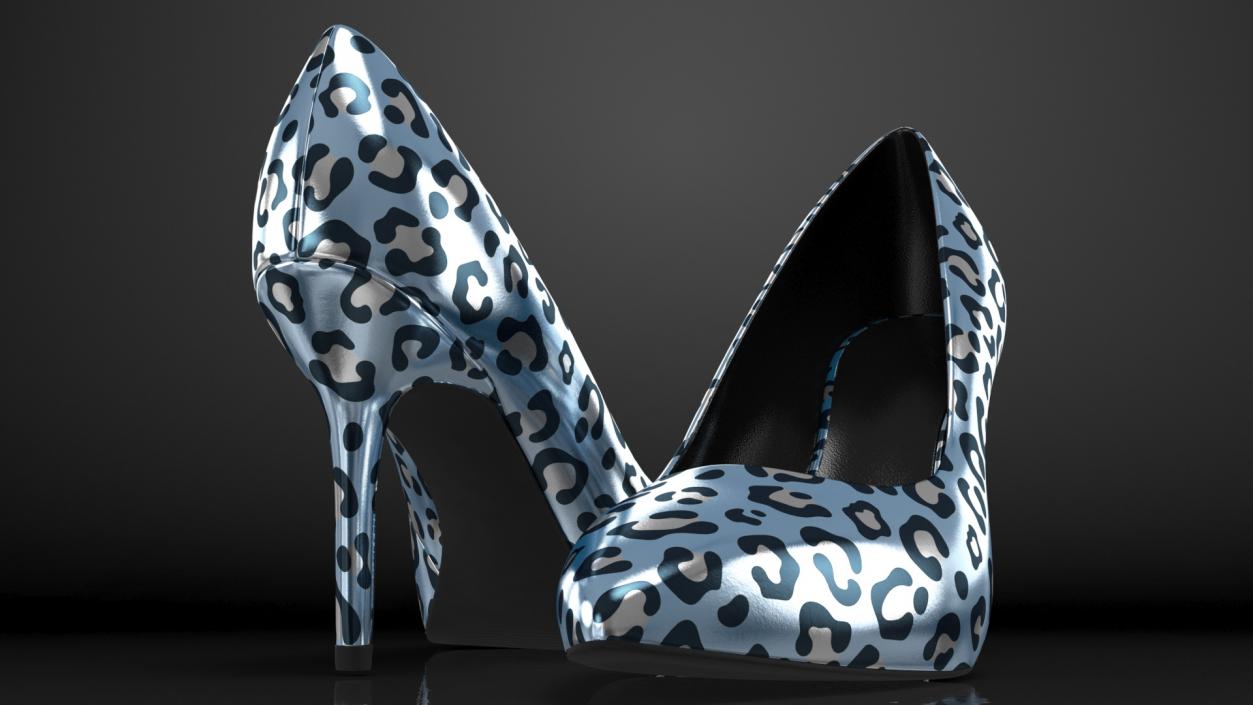 3D Blue Leopard Heels model