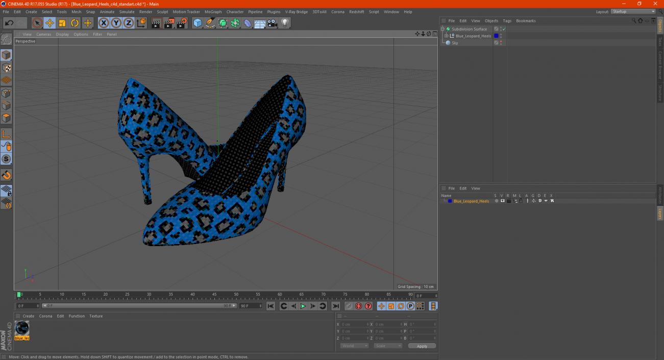 3D Blue Leopard Heels model