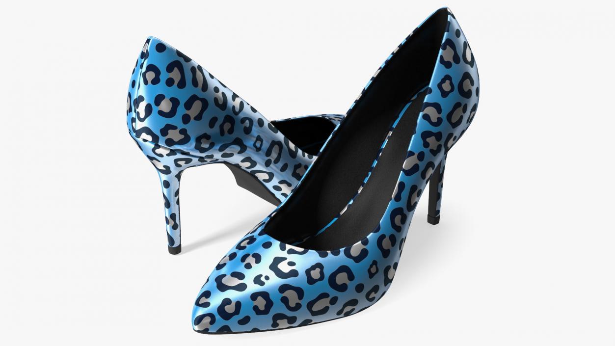 3D Blue Leopard Heels model