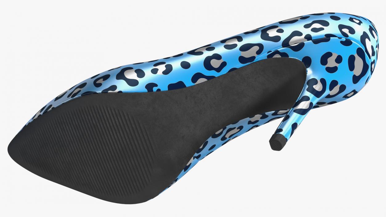 3D Blue Leopard Heels model