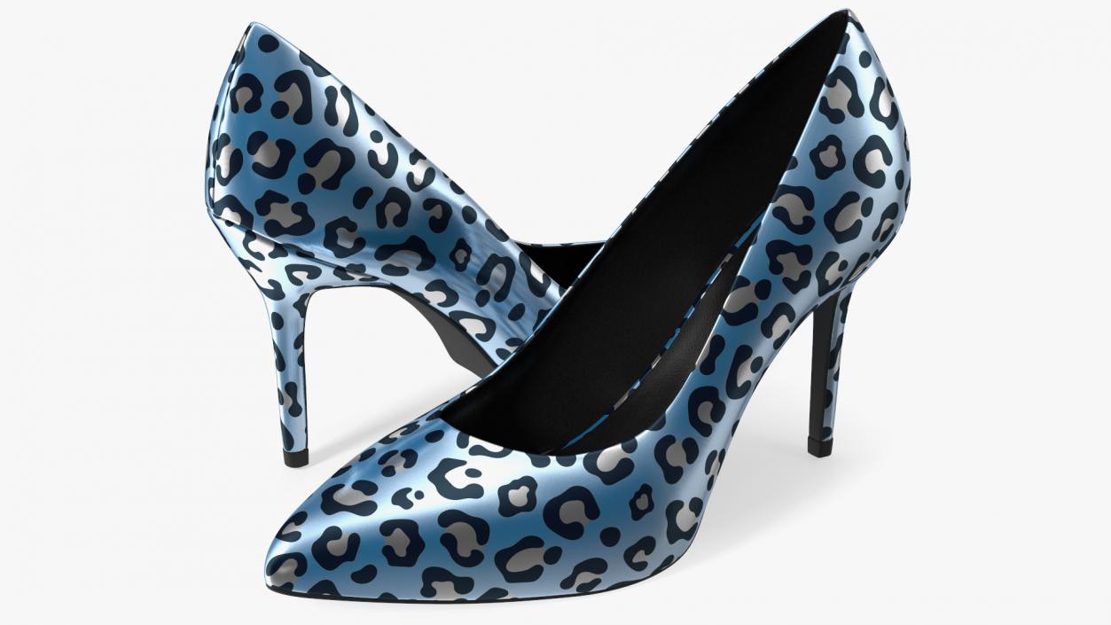 3D Blue Leopard Heels model