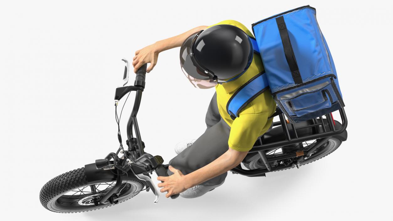 Deliveryman Riding E-Bike RadRunner Rigged 3D