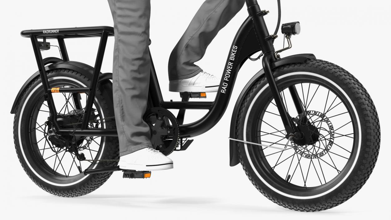 Deliveryman Riding E-Bike RadRunner Rigged 3D