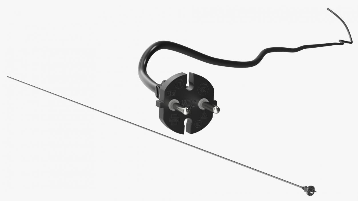 Type E Electric Plug Black Rigged for Cinema 4D 3D