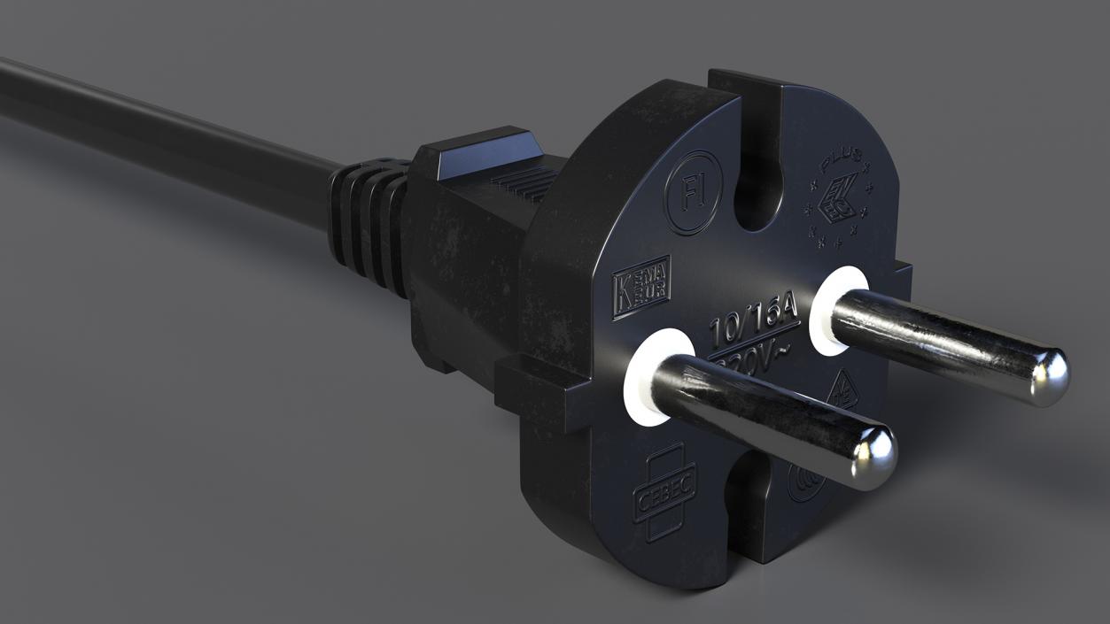 Type E Electric Plug Black Rigged for Cinema 4D 3D