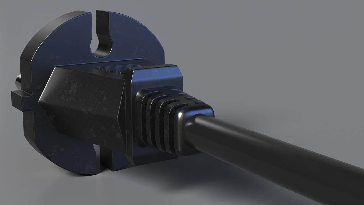 Type E Electric Plug Black Rigged for Cinema 4D 3D