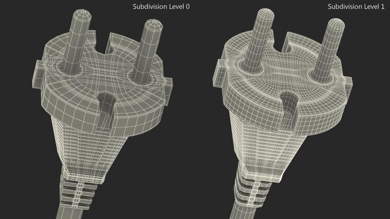 Type E Electric Plug Black Rigged for Cinema 4D 3D