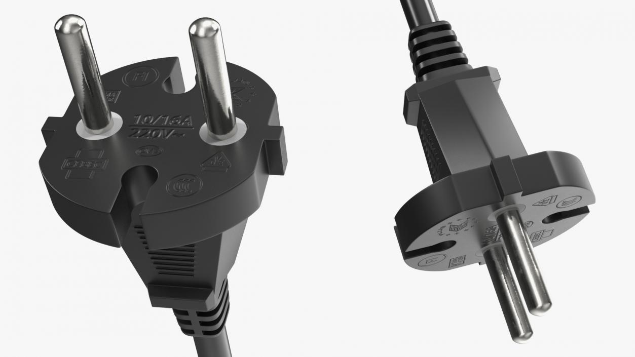 Type E Electric Plug Black Rigged for Cinema 4D 3D