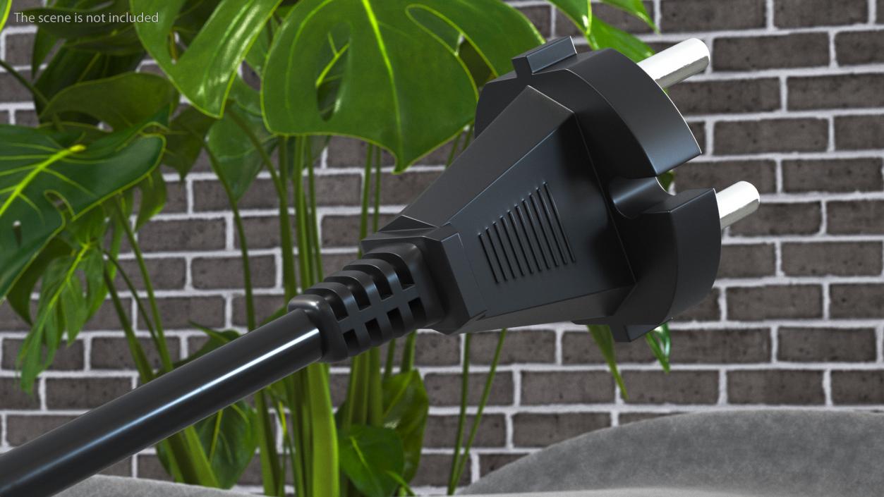 Type E Electric Plug Black Rigged for Cinema 4D 3D