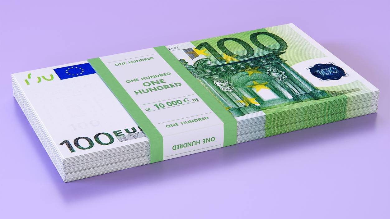 3D model 100 Euro Bundle Banknotes