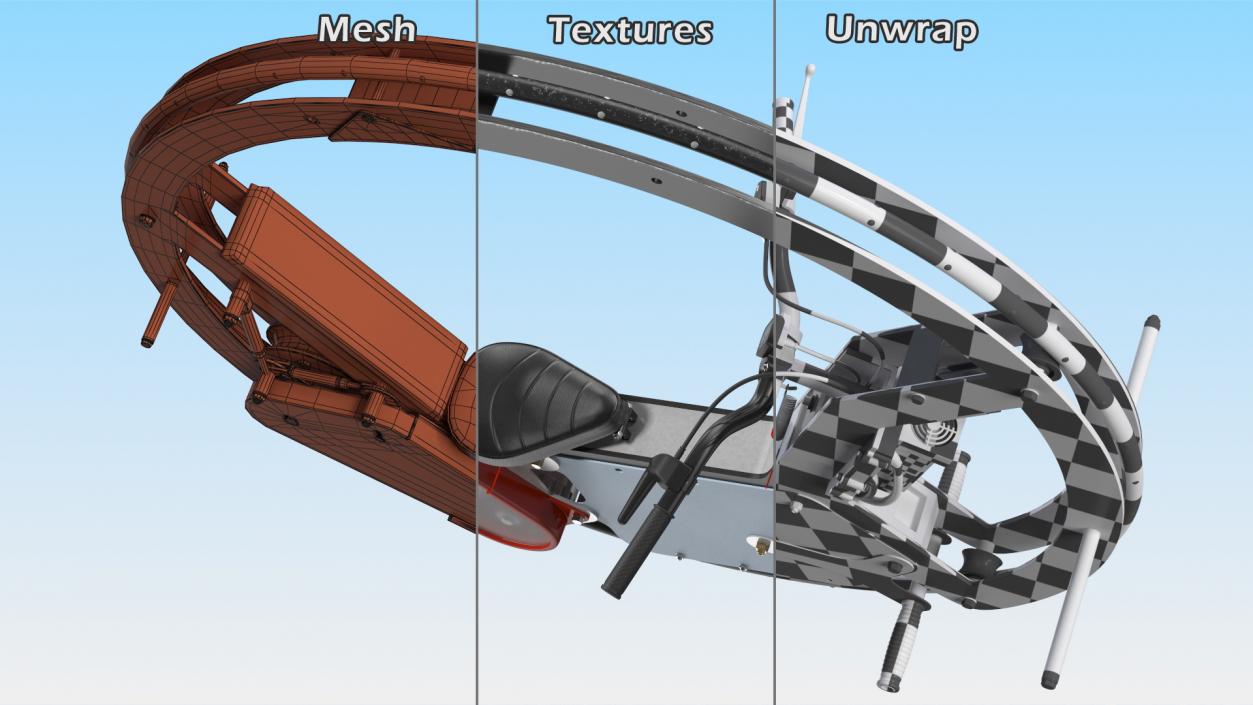 Monowheel Motorcycle Rigged 3D