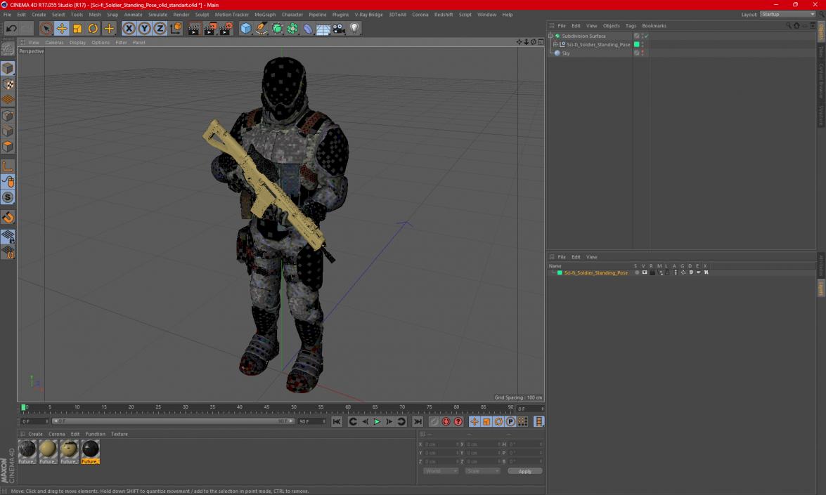 3D Sci-fi Soldier Standing Pose model