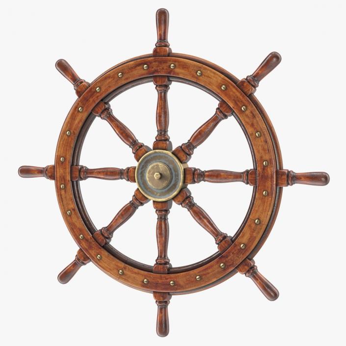 3D Old Wooden Helm Wheel