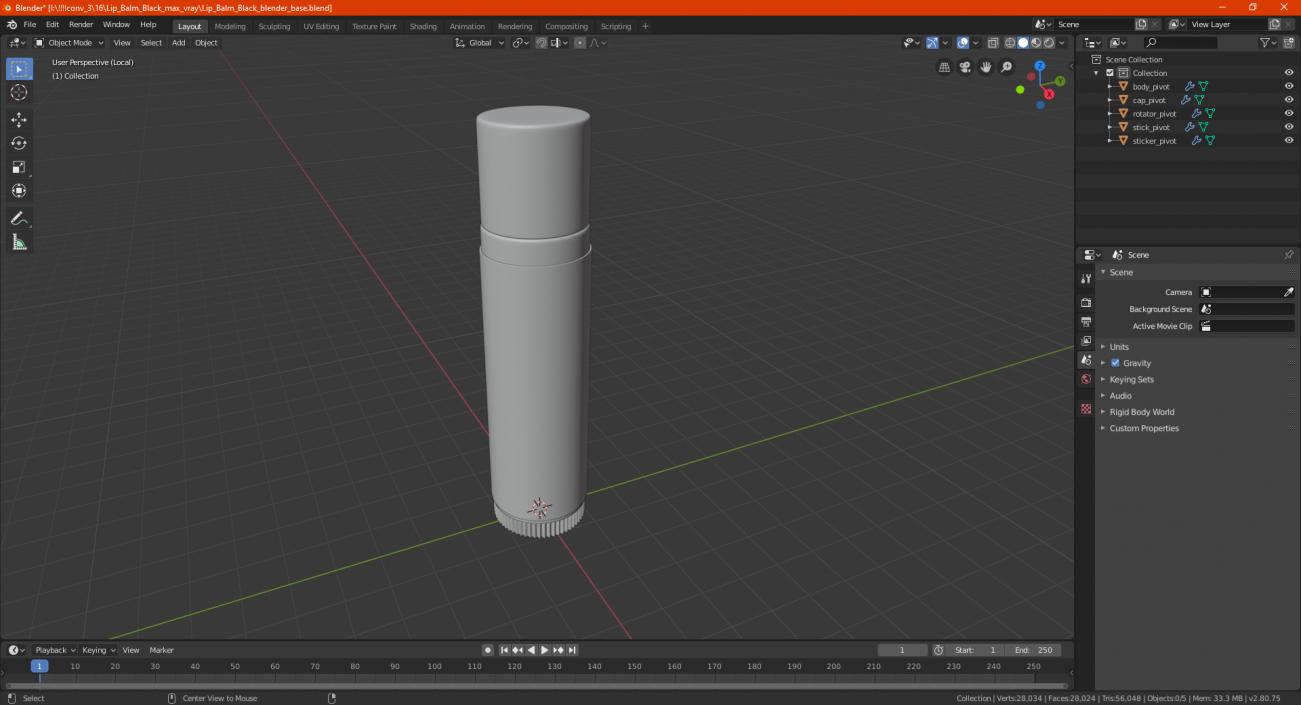 Lip Balm Black 3D model