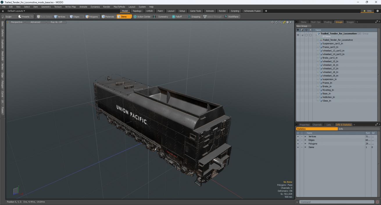 Trailed Tender for Locomotive 3D model