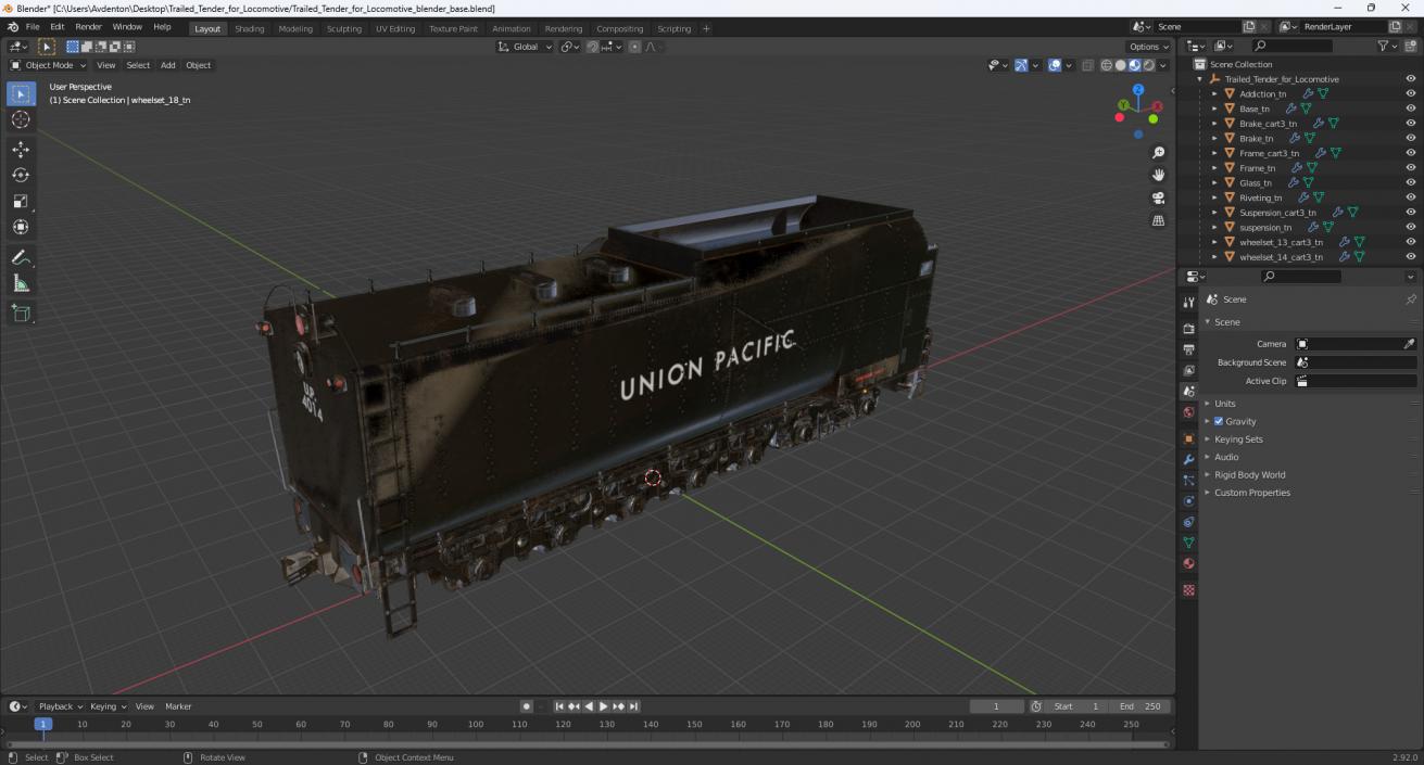 Trailed Tender for Locomotive 3D model