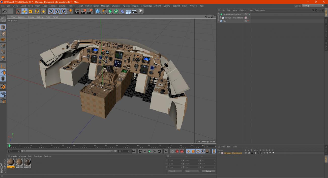 3D Airplane Dashboard model