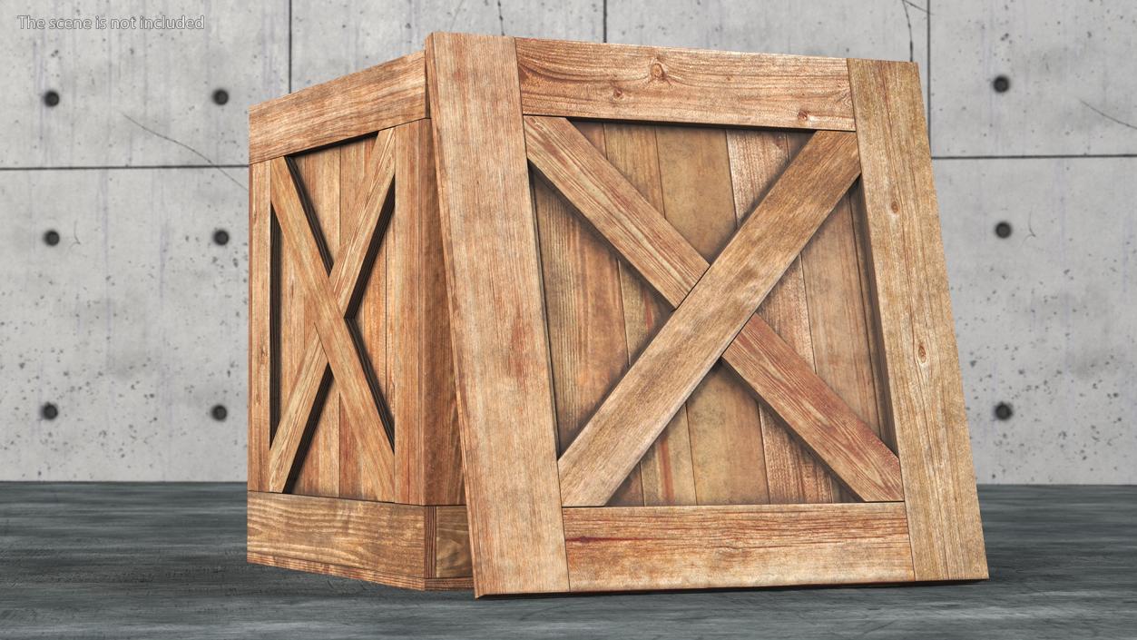 Old Wooden Shipping Crate with Open Lid 3D model