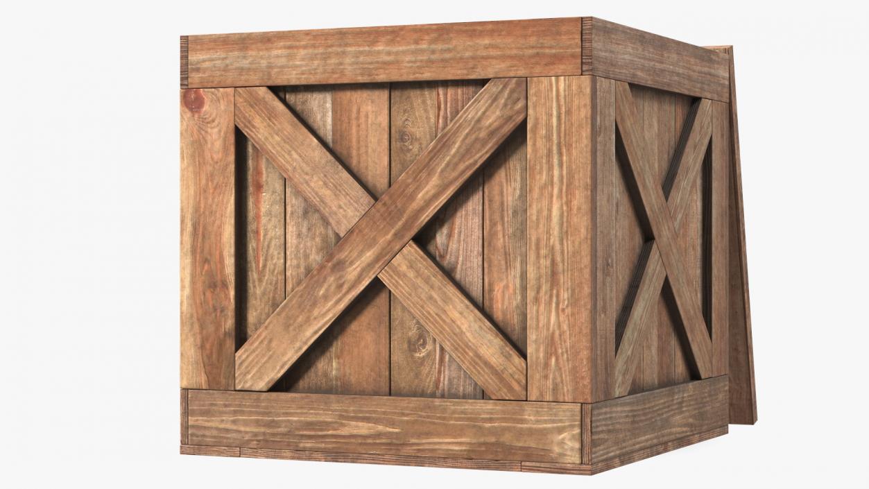 Old Wooden Shipping Crate with Open Lid 3D model