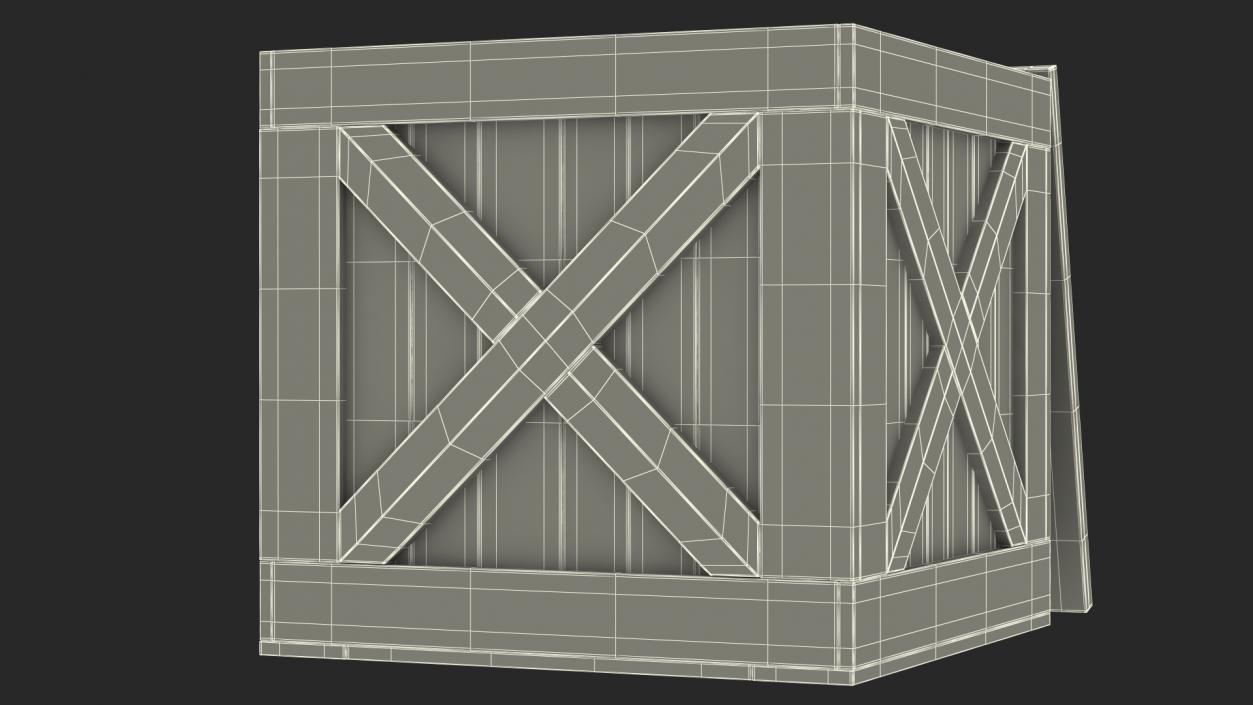 Old Wooden Shipping Crate with Open Lid 3D model