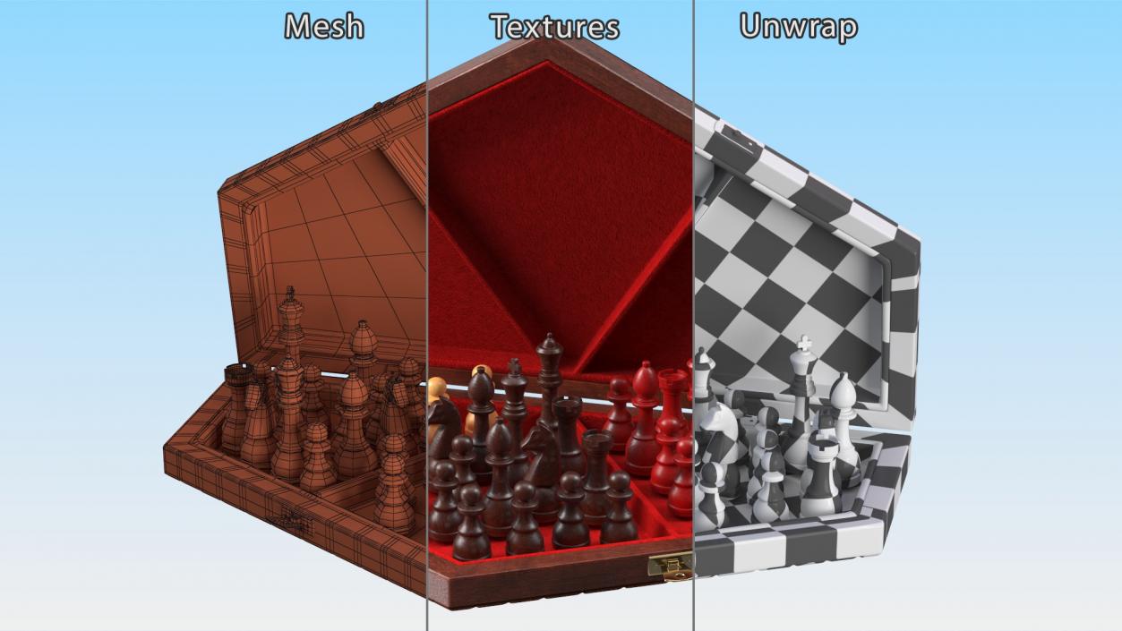 Three Player Chess Set Open 3D