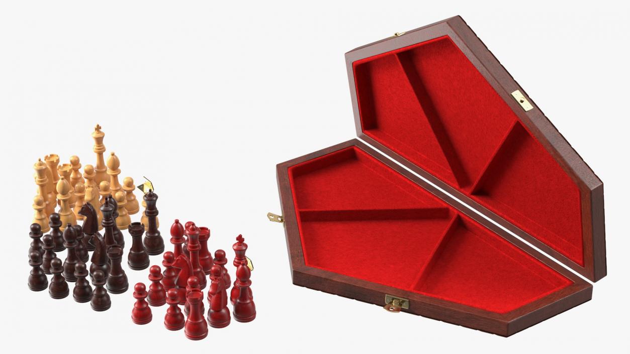 Three Player Chess Set Open 3D