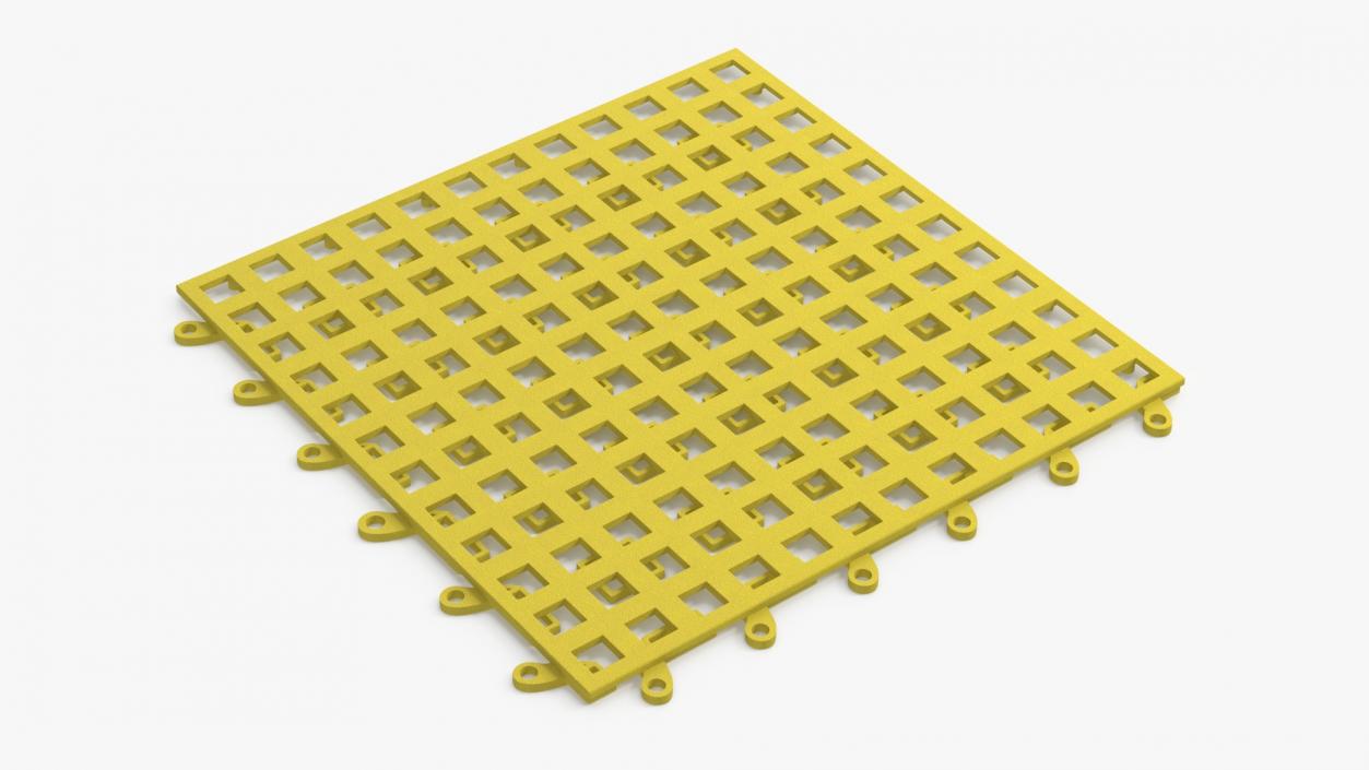 3D Plastic Floor Mat Tile Yellow 2