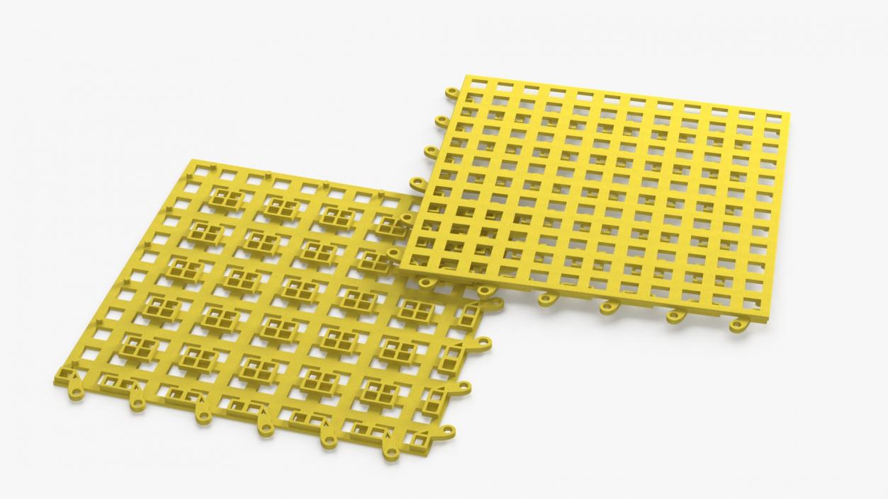 3D Plastic Floor Mat Tile Yellow 2