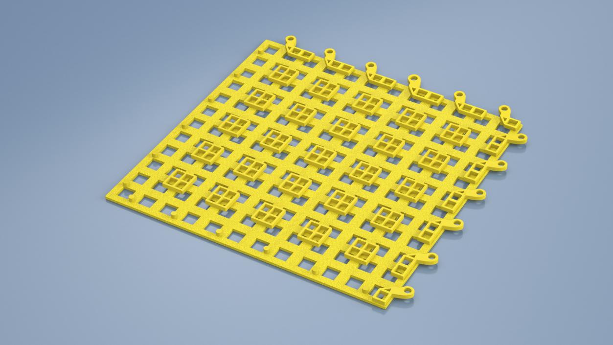 3D Plastic Floor Mat Tile Yellow 2