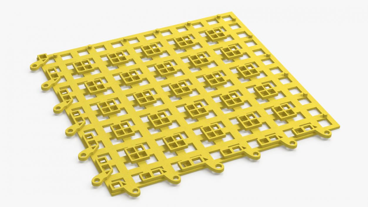 3D Plastic Floor Mat Tile Yellow 2