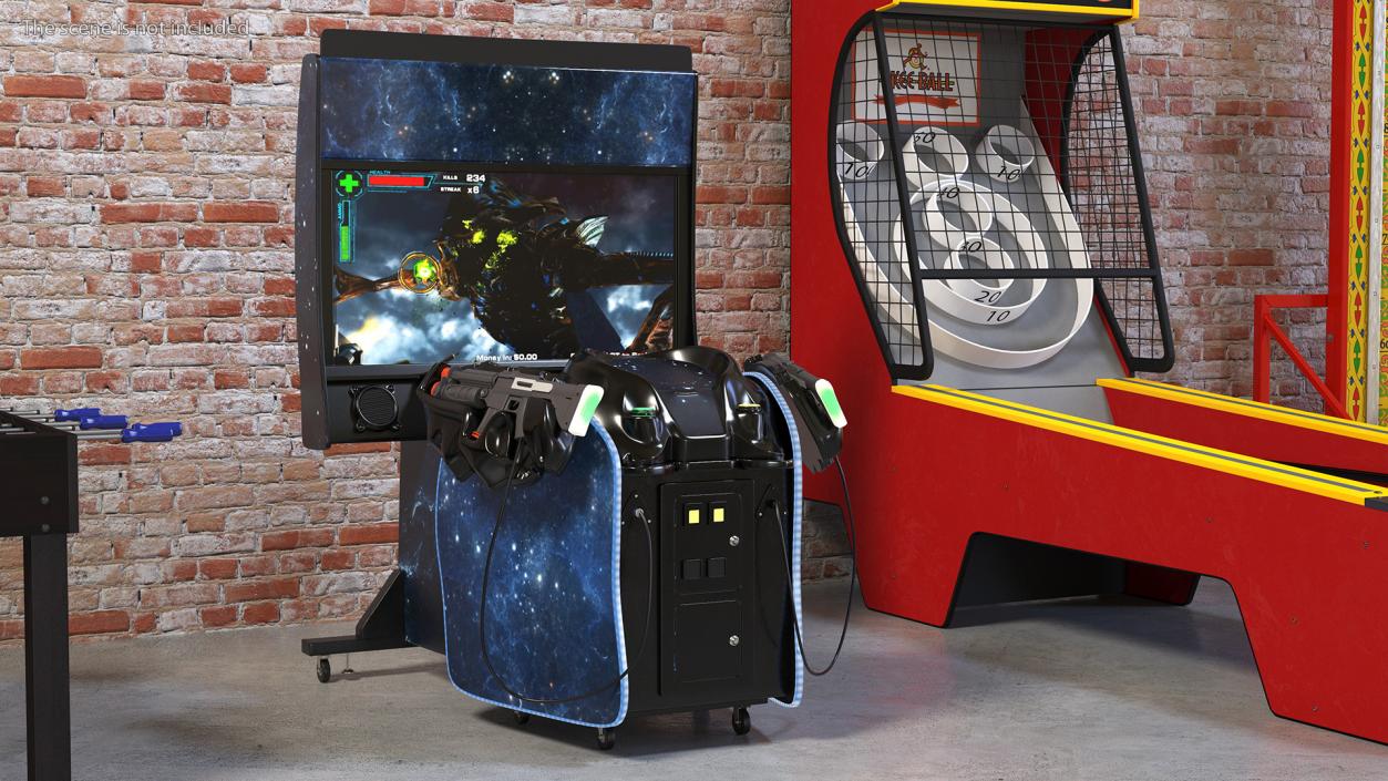 Black Arcade Game Machine On State 3D model