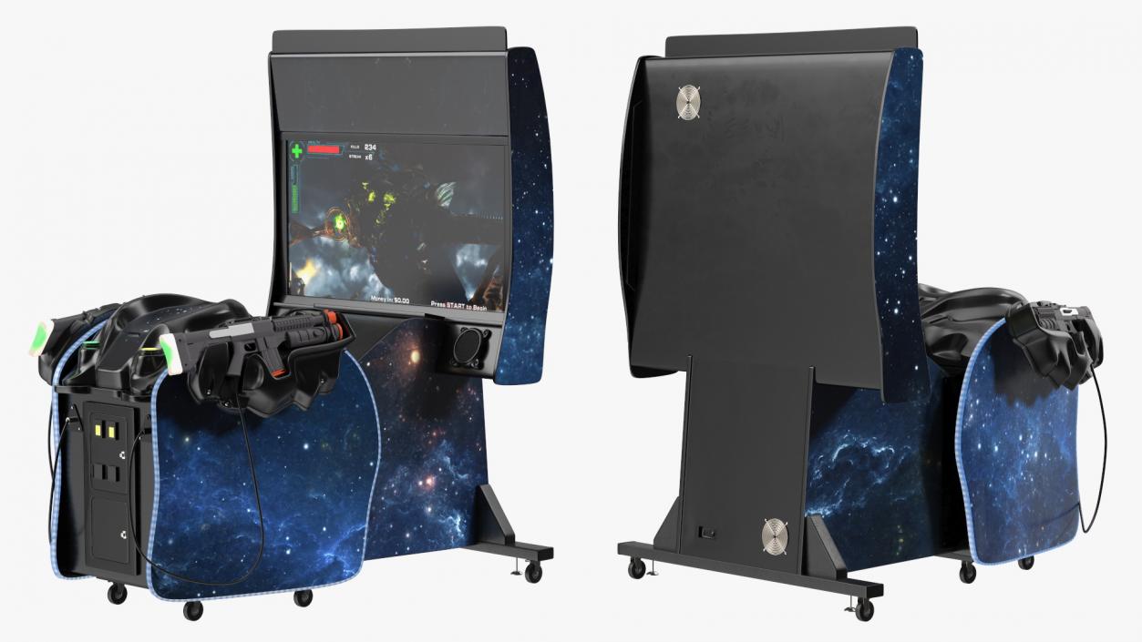 Black Arcade Game Machine On State 3D model