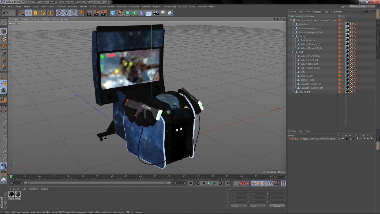 Black Arcade Game Machine On State 3D model