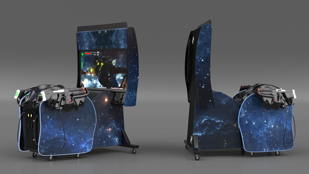 Black Arcade Game Machine On State 3D model