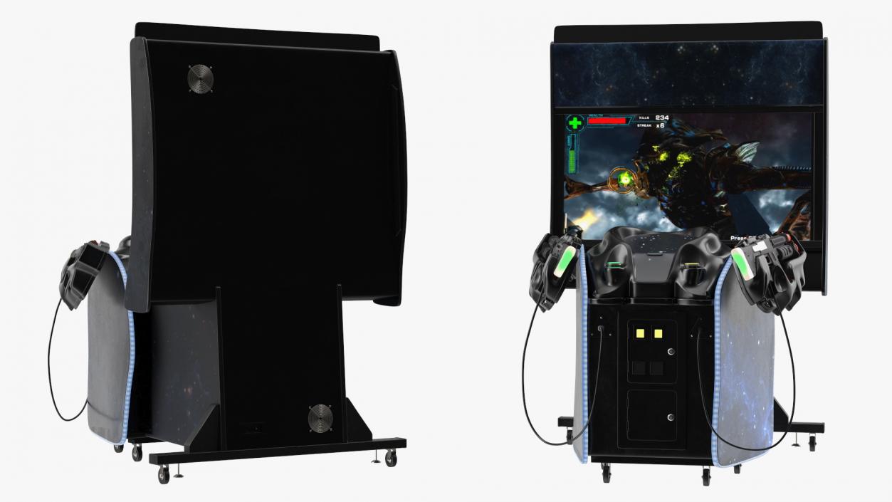 Black Arcade Game Machine On State 3D model