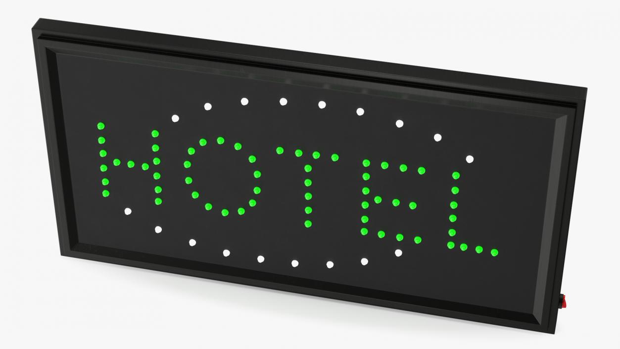 3D Green Hotel LED Neon Sign ON model