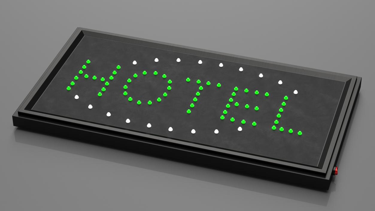 3D Green Hotel LED Neon Sign ON model