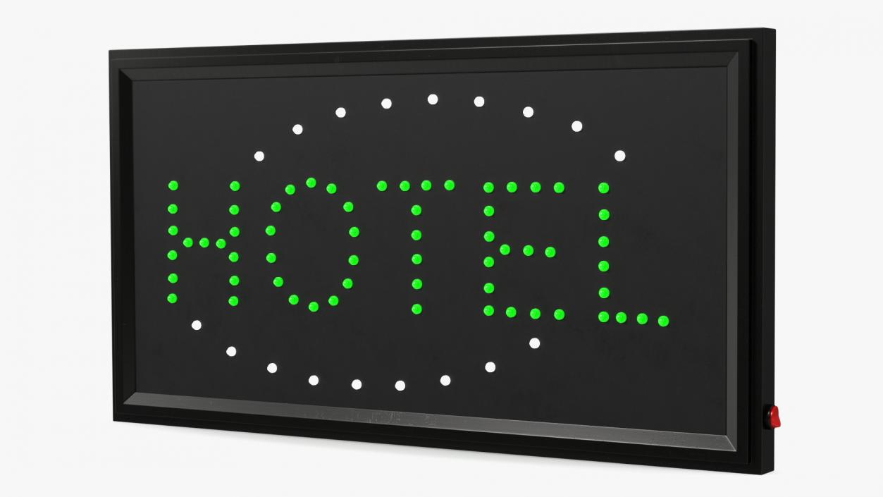 3D Green Hotel LED Neon Sign ON model