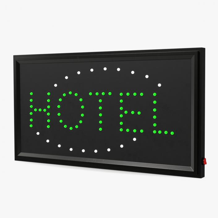 3D Green Hotel LED Neon Sign ON model