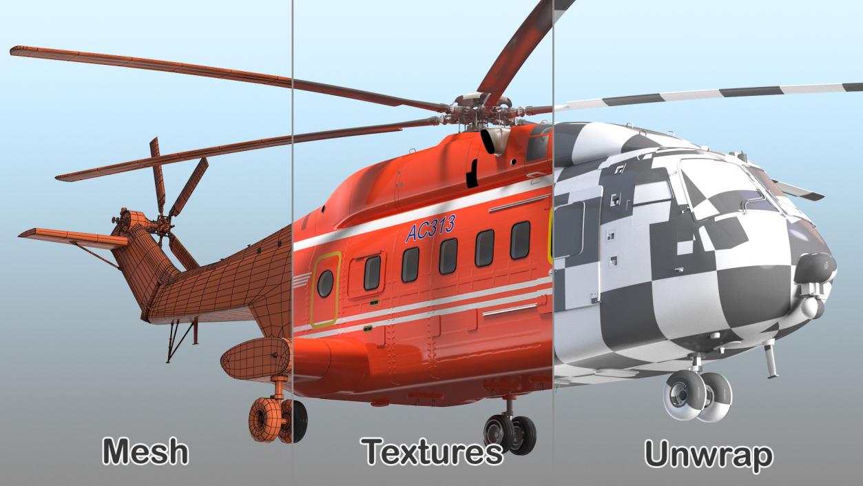 3D Avicopter AC313 Fire Attack Helicopter model