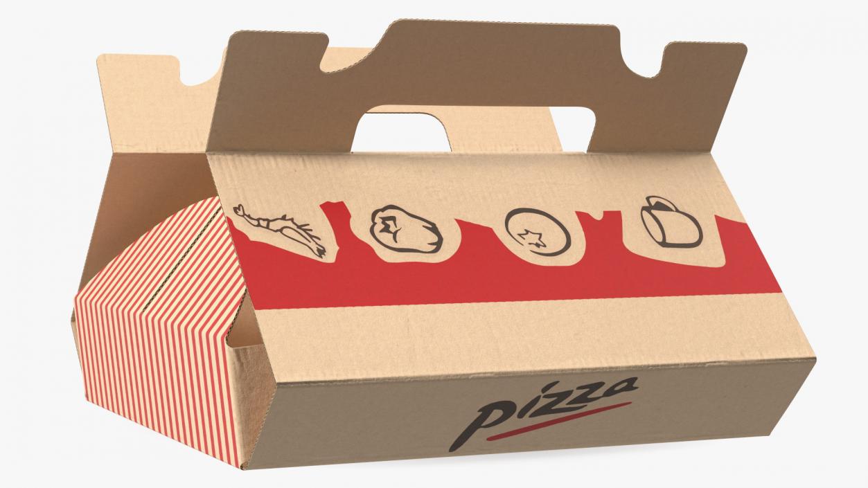 3D Open Pizza Box with Handle