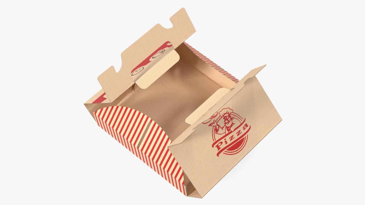 3D Open Pizza Box with Handle