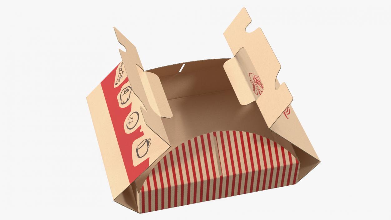 3D Open Pizza Box with Handle