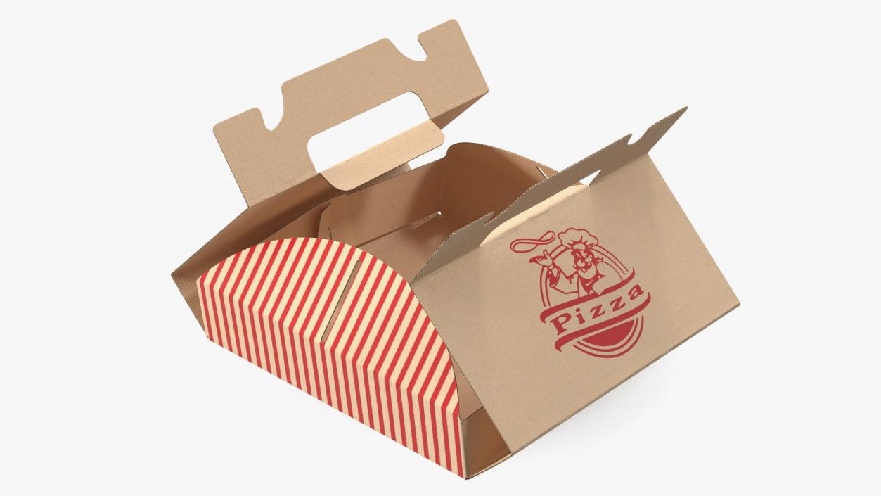 3D Open Pizza Box with Handle