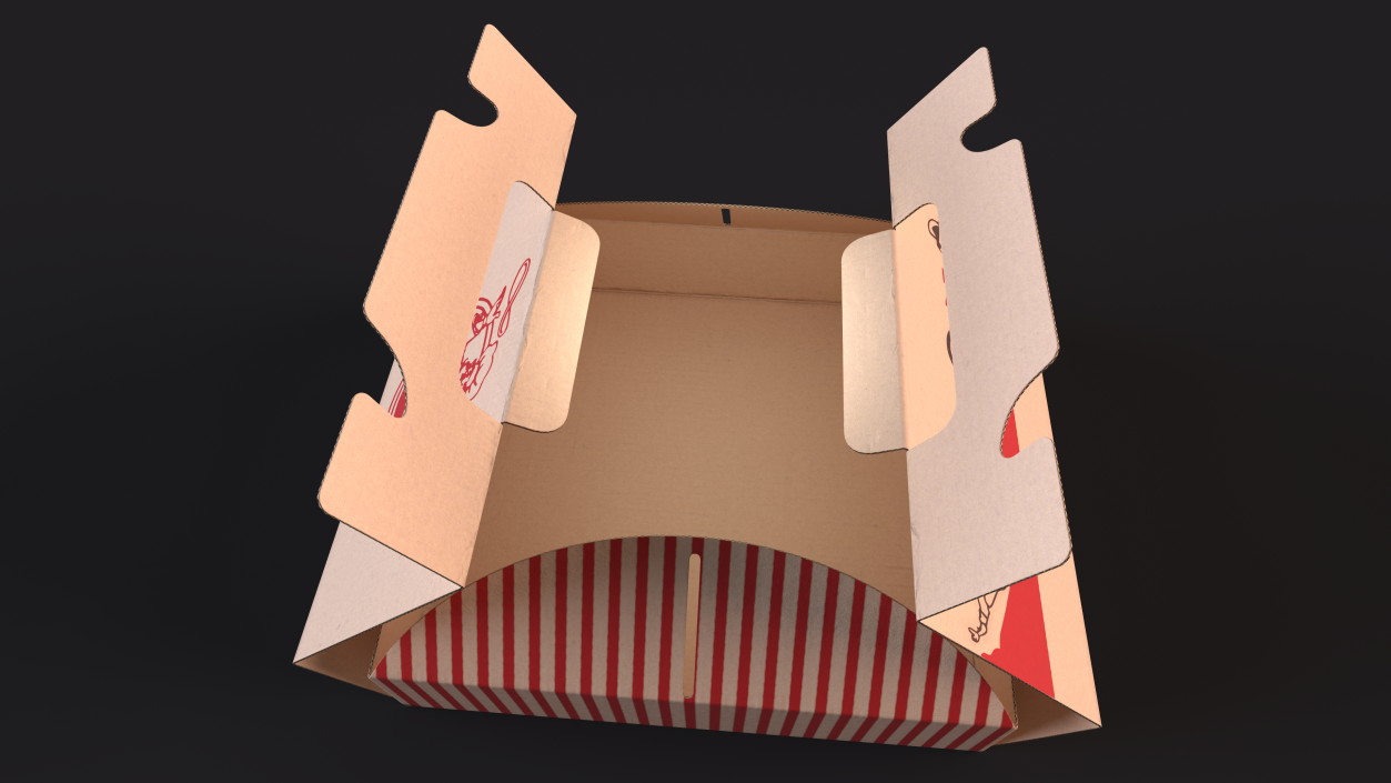 3D Open Pizza Box with Handle