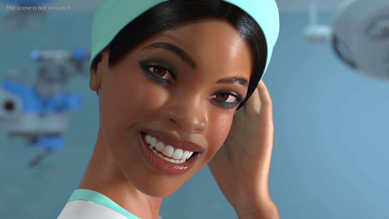 Light Skin Black Nurse Rigged 3D model