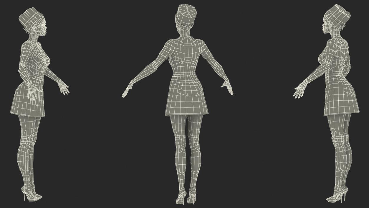 Light Skin Black Nurse Rigged 3D model