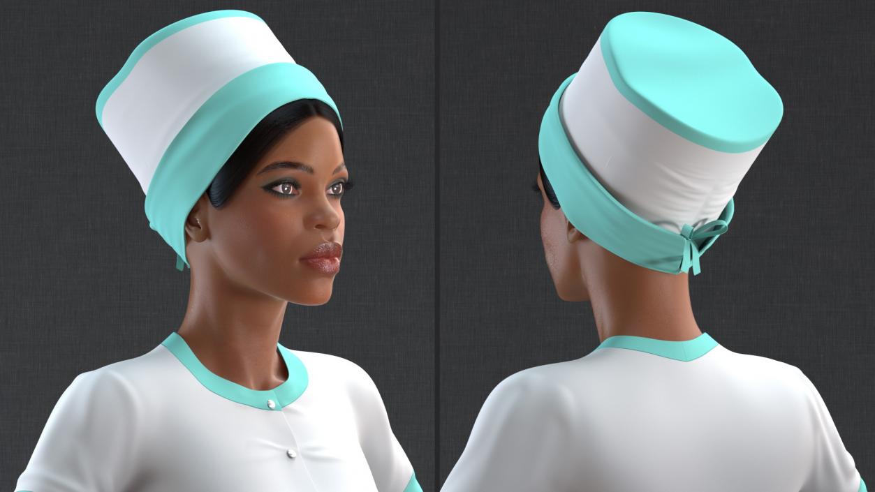 Light Skin Black Nurse Rigged 3D model