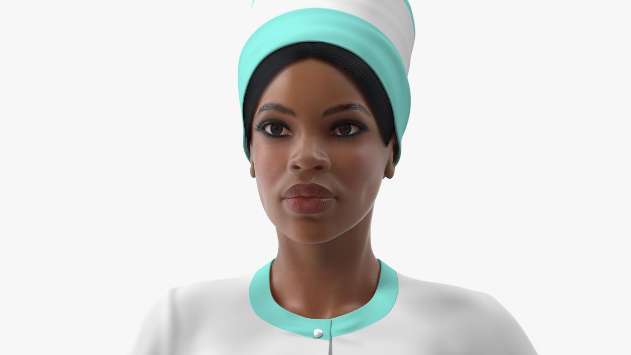 Light Skin Black Nurse Rigged 3D model